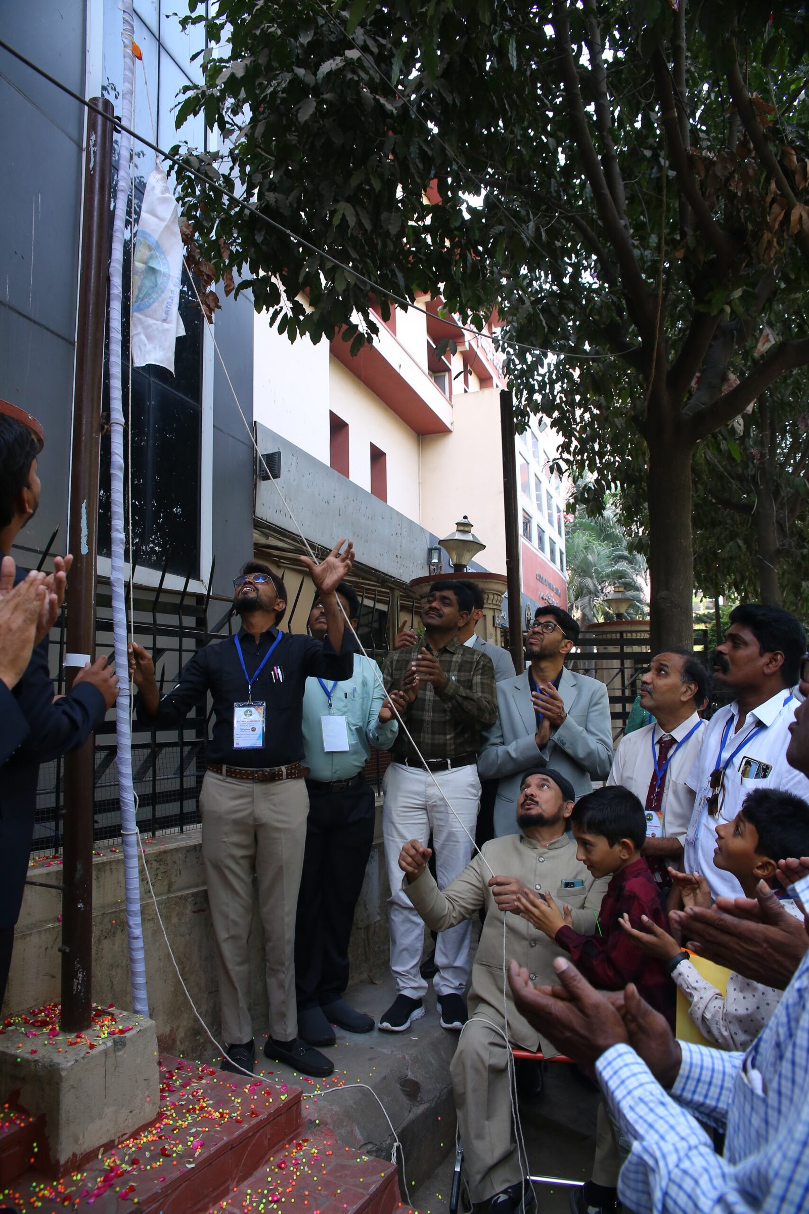 Hoisting the Sajjan Samaj Flag
